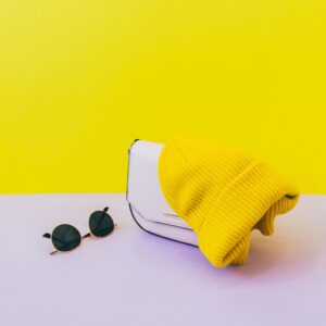 Minimal accessories still life on light backdrop