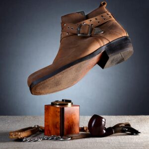 Boot detail still life with leather texture